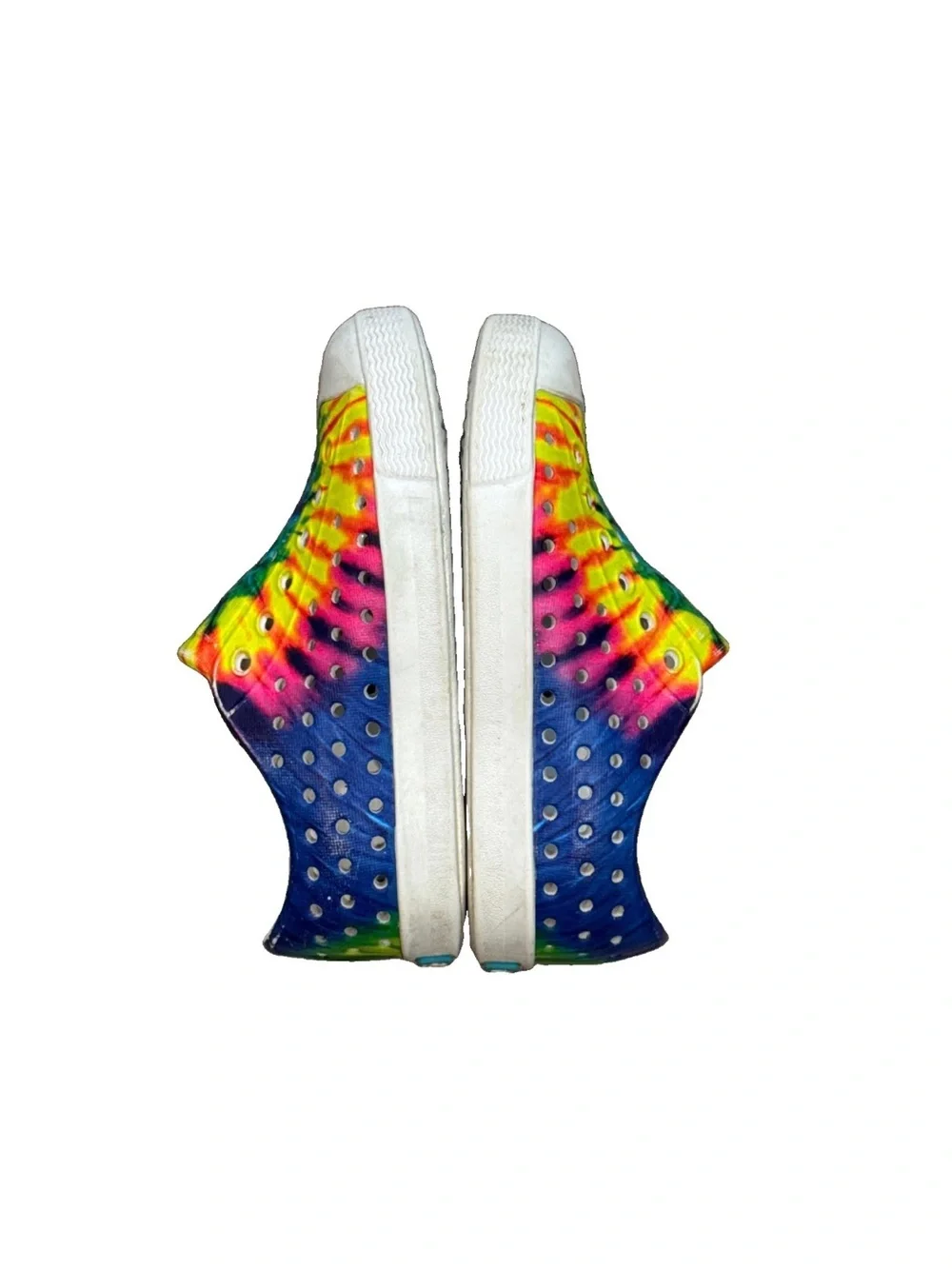 NATIVE Jefferson Tie Dye Rainbow Waterproof Slip On Play Shoes Unisex Size C7